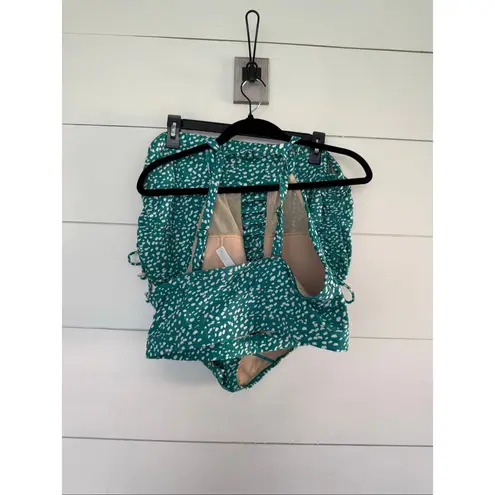 Cacique Women’s 18 Green White Patterned Swim Suit Plus Size