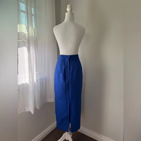 Vintage ‘90s Royal Blue Pencil Maxi Skirt w/ Back Slit Size M