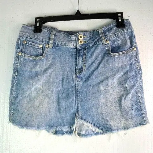 Metro M Cotton Light Wash Sparkle Denim Jeans Mini Skirt