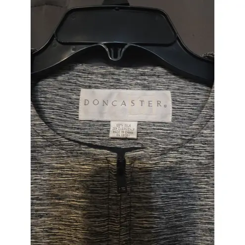 Doncaster Black & White Blazer, Zip-Up Petite Blazer, Women's Small Silk Jacket