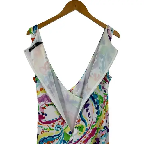 Lauren Ralph Lauren Purple Multi Paisley Faux Wrap Midi Crepe Dress Size 6 Job