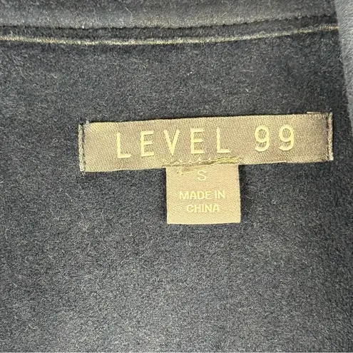 LEVEL 99 Navy Faux Suede Moto Jacket Size Small Blue