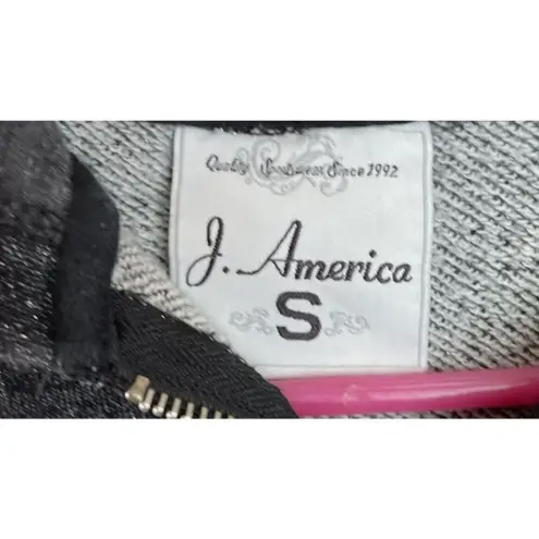 J. America PBR Professional Bull Riders Womens Black Metallic Full Zip‎ Hooded Jacket Small