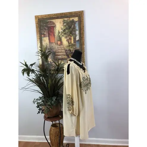 Tracy Reese Woman Blouse L Raglan sleeve Collarless Pullover Resort Wear Boho