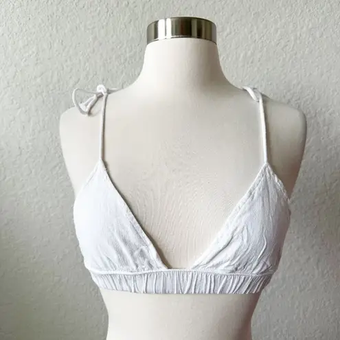 437 White Tie Shoulder Bikini Top