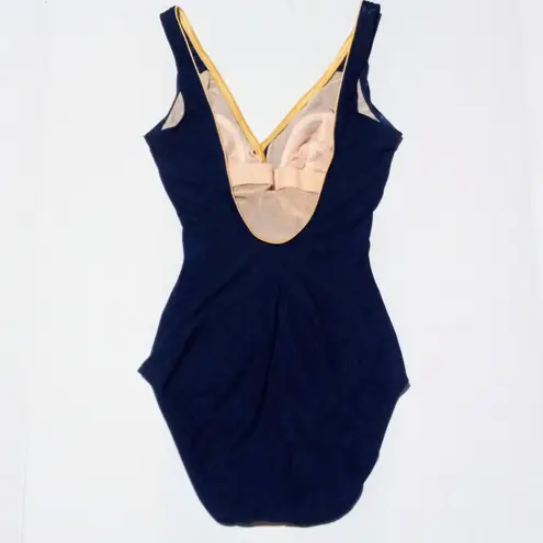 Longitude One Piece Swimsuit-Size 8 Tall-Shelf Bra-Gold Buttons-Stars-Union Made