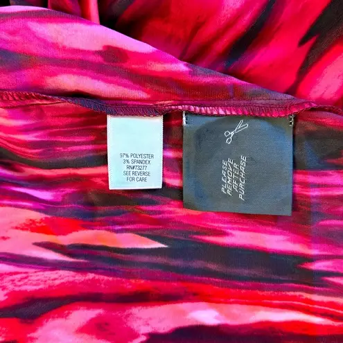 Simply Vera Vera Wang Orange black Asymmetrical Ruched Sheath Dress Size L