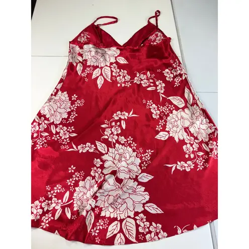 Cacique Red Floral Satin Lingerie Slip Dress Plus Size 14/16