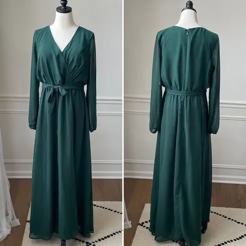 JJ's House Dark Green Chiffon Long Sleeve Formal Gown Dress Prom Bridesmaid 10