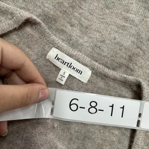 Heartloom Cardigan Sweater Womens Small Oatmeal Heathered Pearl Button Cropped