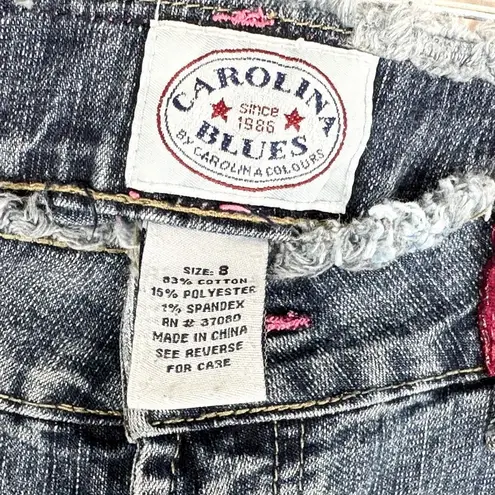 Carolina Blues Size 8 Jeans Capri Cropped Pink Waistband Barbie Raw Waist 1678