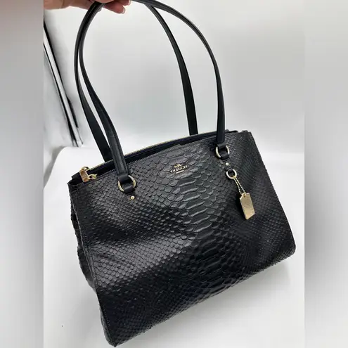 Coach  Stanton Carryall handbag in stamped snakeskin leather Dark blue