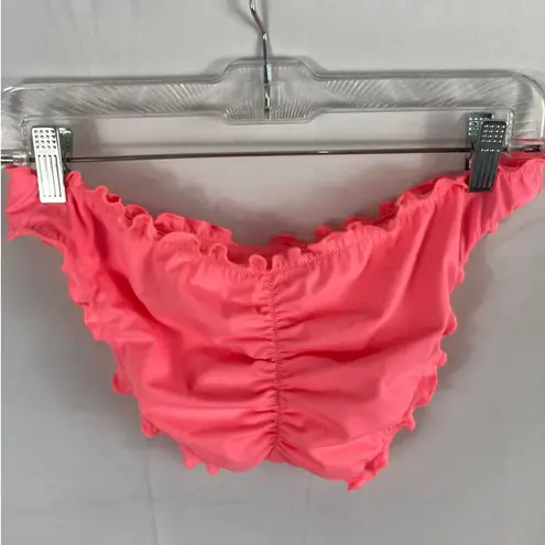 Victoria's Secret  Swim Bright Pink Ruffle Cheeky Bottom Size Medium