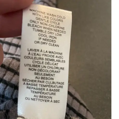 T Tahari Tahari Striped Rib Knit Shirt Women L Crew Neck Long Sleeves Stretch Gray Black