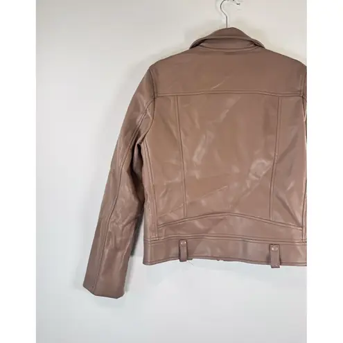 BLANKNYC Women Jacket Brown Faux Leather Full Zip Motorcycle Biker Riding Medium