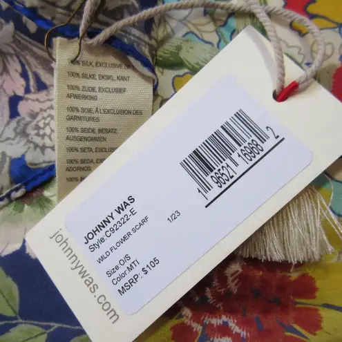Johnny Was NWT Wild Flower Scarf Floral Silk Tassel
