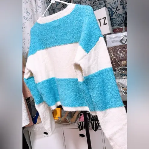 Jessica Simpson  sky blue stripes sweater