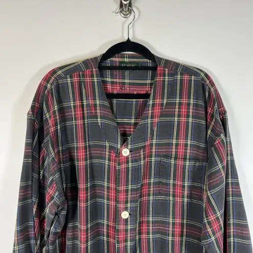 J.Crew  Oarsman Button Up Long Pajama Top Vintage‎ Plaid Red Green Large thumbnail 2