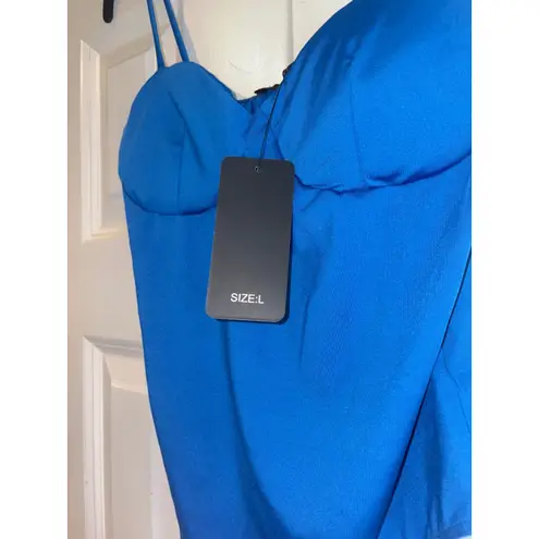 21 Saints Blue Bodysuit Sleeveless Bustier Top Party Clubwear Size L Size L