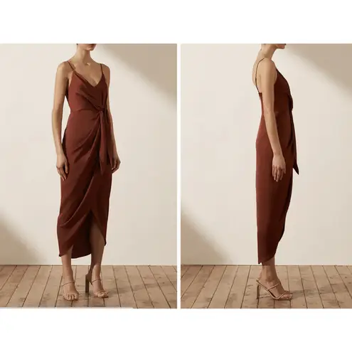 Shona joy Luxe Tie Front Cocktail Dress Sangria Red Size 4 NWT