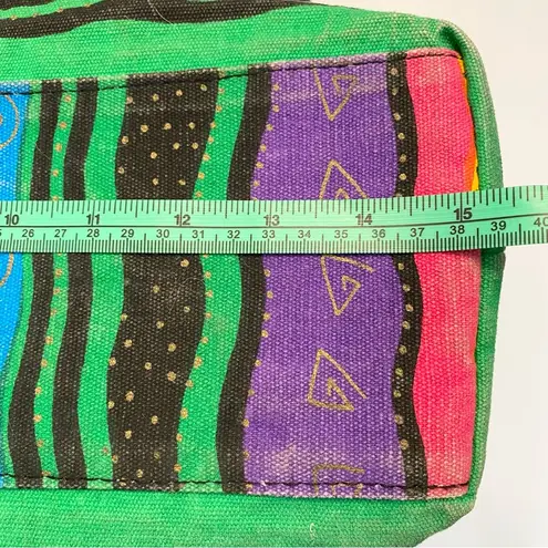 Laurel Burch Tote Bag Cats Canvas Coated Interior Vibrant Zipper Large Retired Green