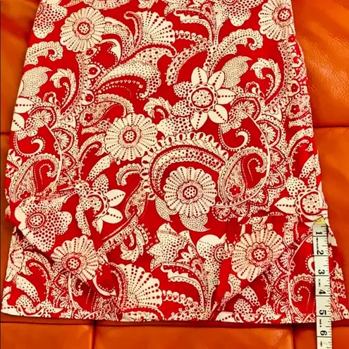 Red & white paisley skirt.