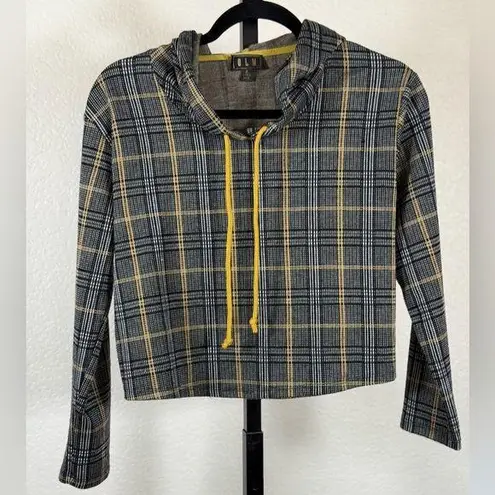 Cropped Plaid Boxy Festival Vintage Small Y2K Grunge Pullover Streetwear Black