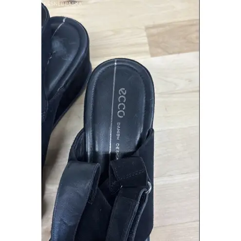 Ecco Black Women's Summer Cross Strap Leather And Suede Sandals, - Size 40