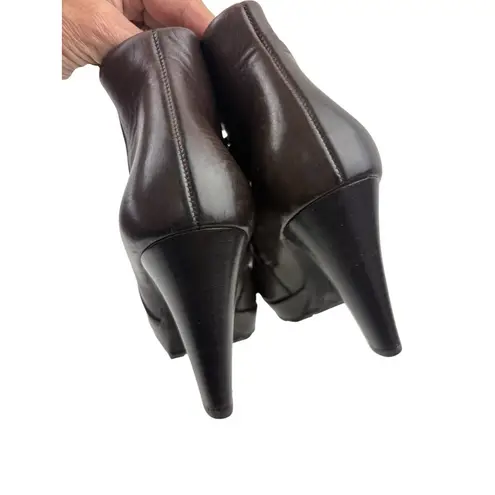 Paul Green * Alexa Boots Womens Size 5 Ankle Heeled Brown Leather Quiet Luxury