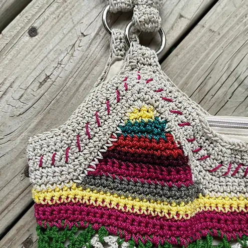 The Sak Women's Ellis Tote Hobo Beige Colorful Crocheted Floral Large