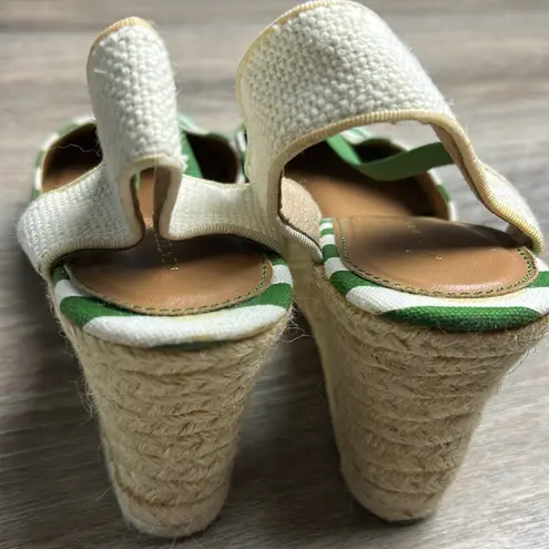Montego Bay Club Green and White Striped Wedges Size 11