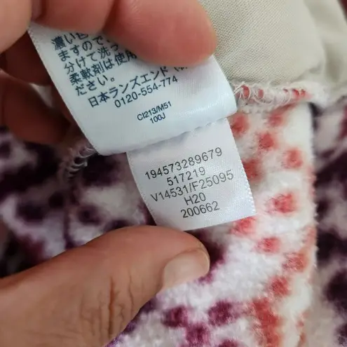 Lands' End Womens Multicolor Fair Isle Fleece Snap Pullover Sweatshirt Size L/P Red