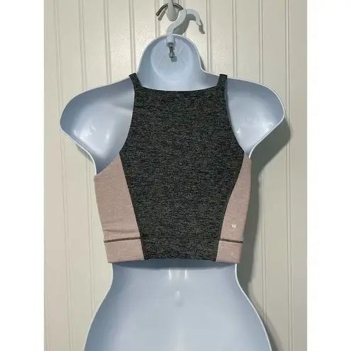 We Over Me Wip Crop Top Sports Bra Dark Grey Shale Pink XS Extra Small Gray