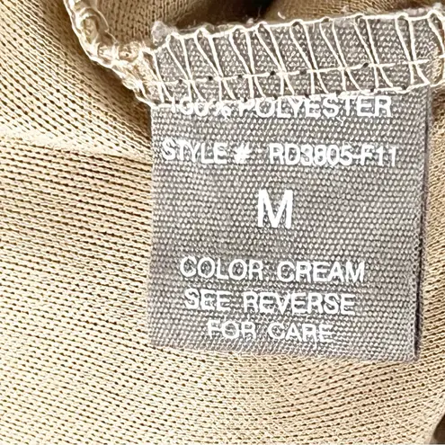 Ryu Brown Cream Crochet Tiered Lace Floral Sleeveless Lined Dress, Size Medium