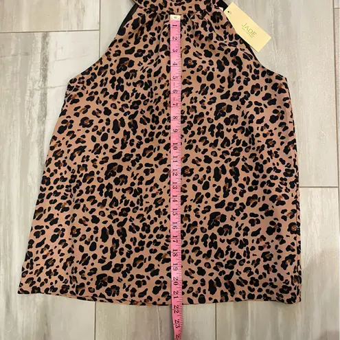 NWT Jade Neutral Brown and Black Leopard Print Gathered Neck Halter Top, size XS
