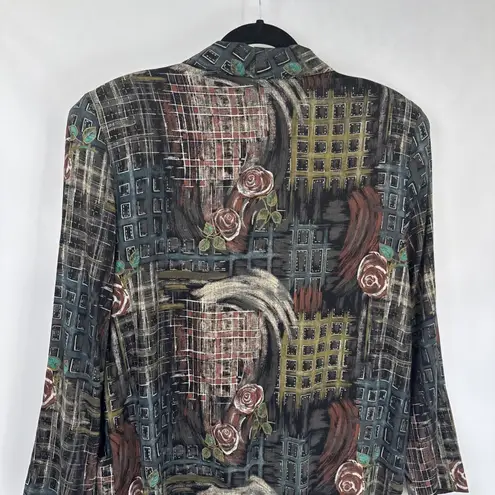 Vintage 80s Kensington Square Blazer Womens XL Black Grunge Dark Romantic