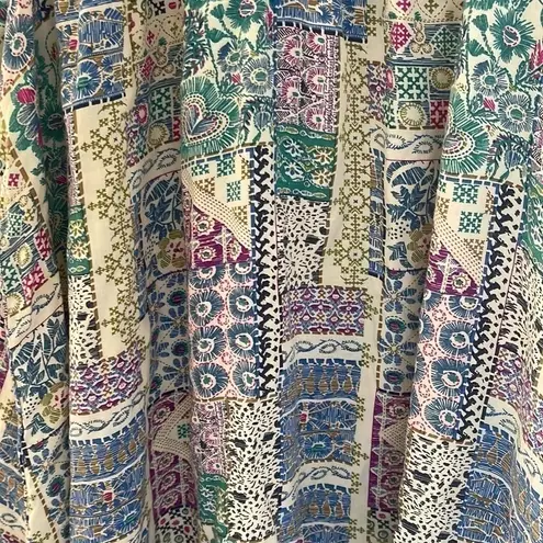 Kori America Aqua Patchwork Boho Sleeveless Dress NWOT