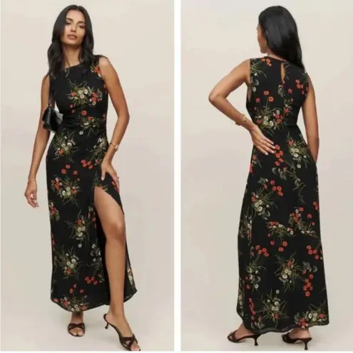 Reformation  Ledger Maxi Long Formal Black Dress in Robyn Floral 0