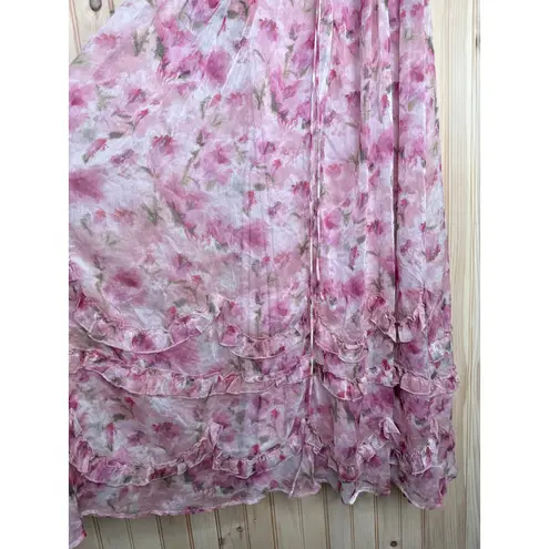 NWT Lulus Novella Pink Floral Ruffled Bustier Lace
