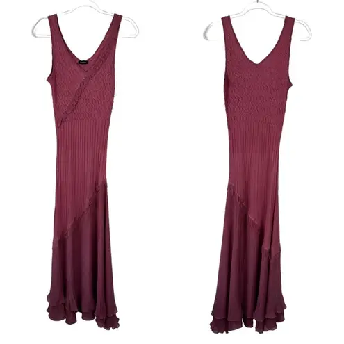 Komarov Sz XS/S Women's Mauve Pink Vneck Pleated Skirt Sleeveless Maxi Dress