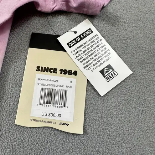 REEF Shirt Womens S Purple White Ombre Paradise Lily Flower Relaxed Dip Dye Tee