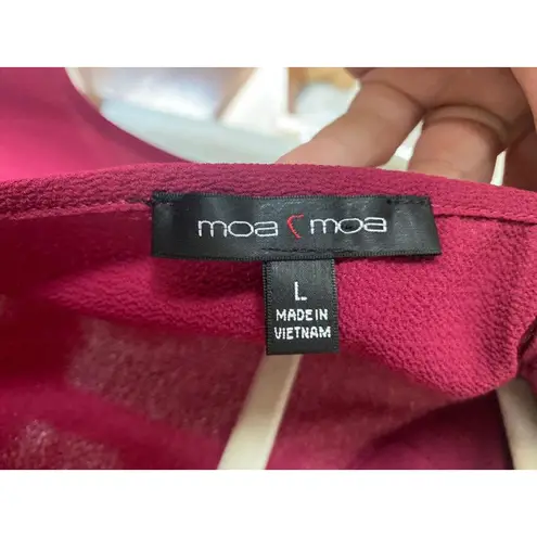 Moa Moa Embellished Sleeveless Blouse Berry Statement Collar L Luxe Elegant Chic