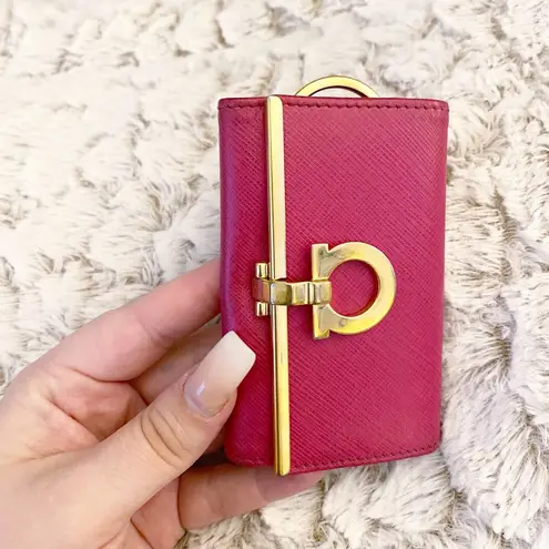 Salvatore Ferragamo Auth.  Pink Saffiano Key Holder