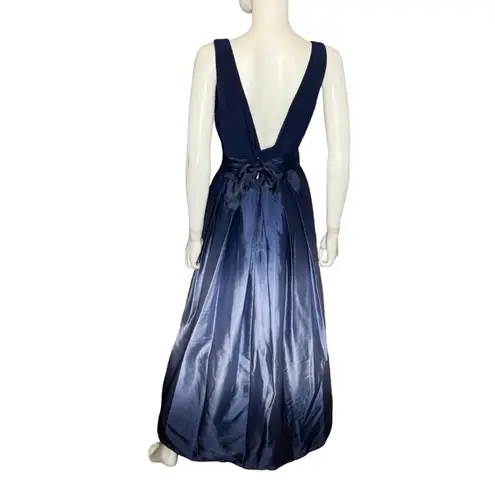 Slny SL Fashions Ombré Satin Bow Sash Gown Navy/Wedgewood Women’s Sz 16 NWT