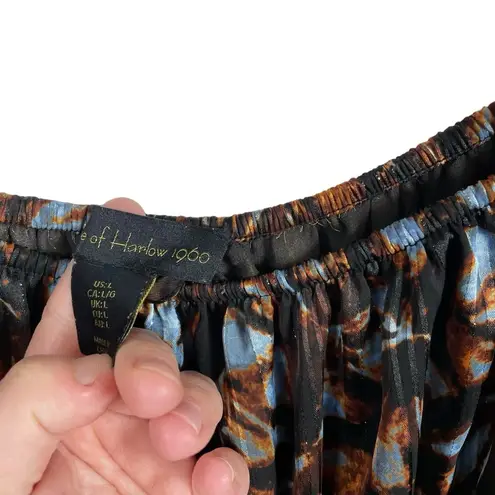 House of Harlow 1960 Revolve Metallic Abstract Puff Sleeve Blouse Brown Size L Size L