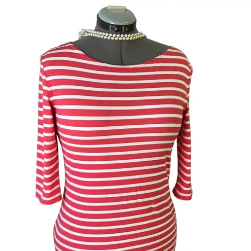 Saint James Pink and White Striped boat, neck 3/4 Sleeve casual Dress size 10