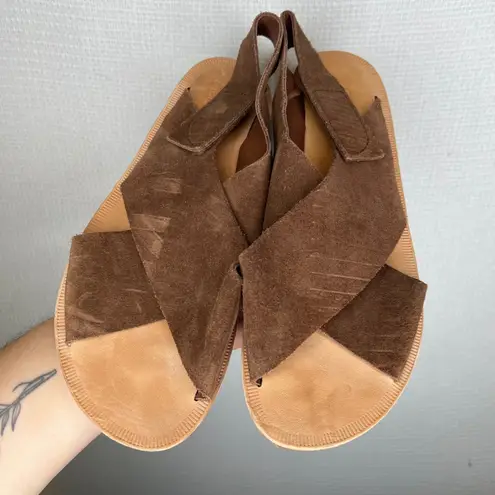 Pedro Garcia Espagna Raven Suede Crisscross Strap Slingback Sandal Women Size 40 Brown