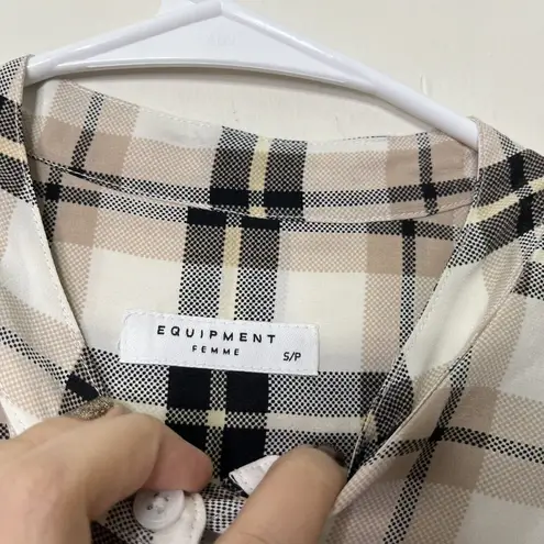 Equipment Womens Long Sleeve Silk Button Up Shirt Slim Signature Plaid Sz Small