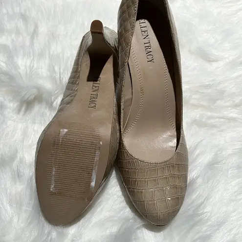 Ellen Tracy NWOT Nude Crocodile Embossed Pump Heels Size 6M. B65