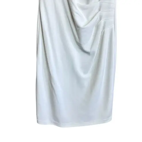 Joseph Ribkoff Dress Womens 14 White Sheath Grommet Neck Ruched Elegant Evening